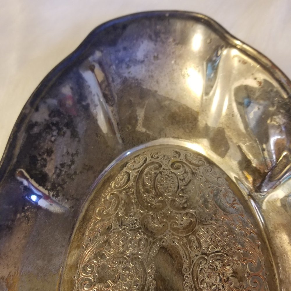 National Silver on Copper Tray, #1023, Ornate Vtg - Picture 5 of 6